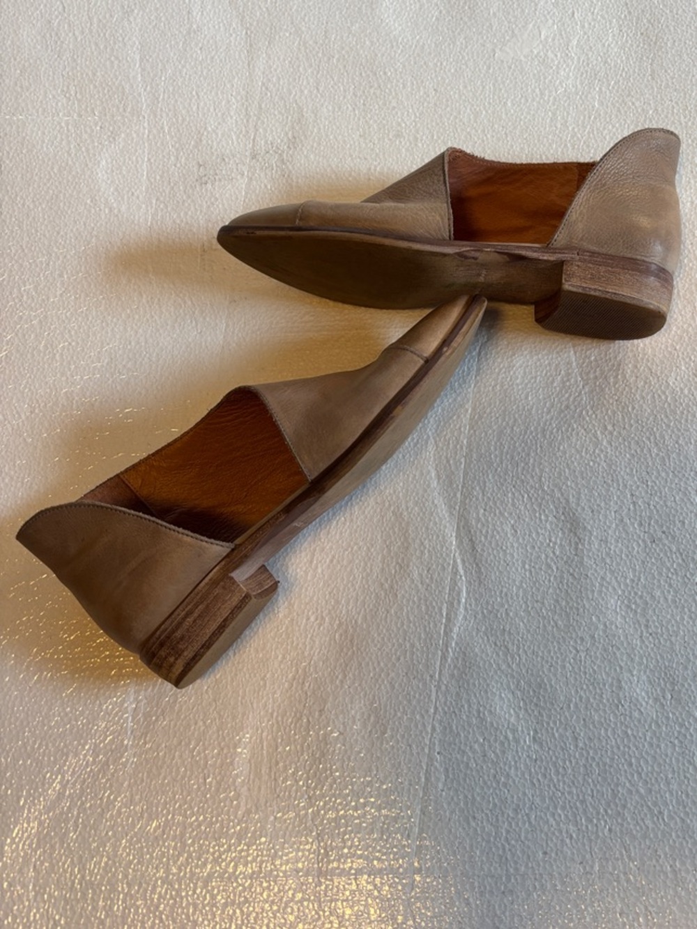 Free People Taupe Brown Leather Slip-On Flats
